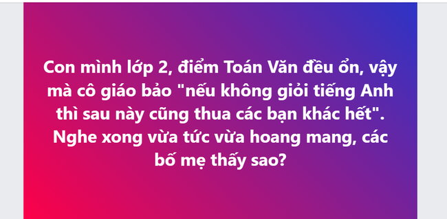 Con mới học lớp 2, phụ huynh bị cô giáo nói 1 câu nghe "vừa tức vừa hoang mang", dân tình đọc xong cũng tranh cãi gay gắt- Ảnh 1.