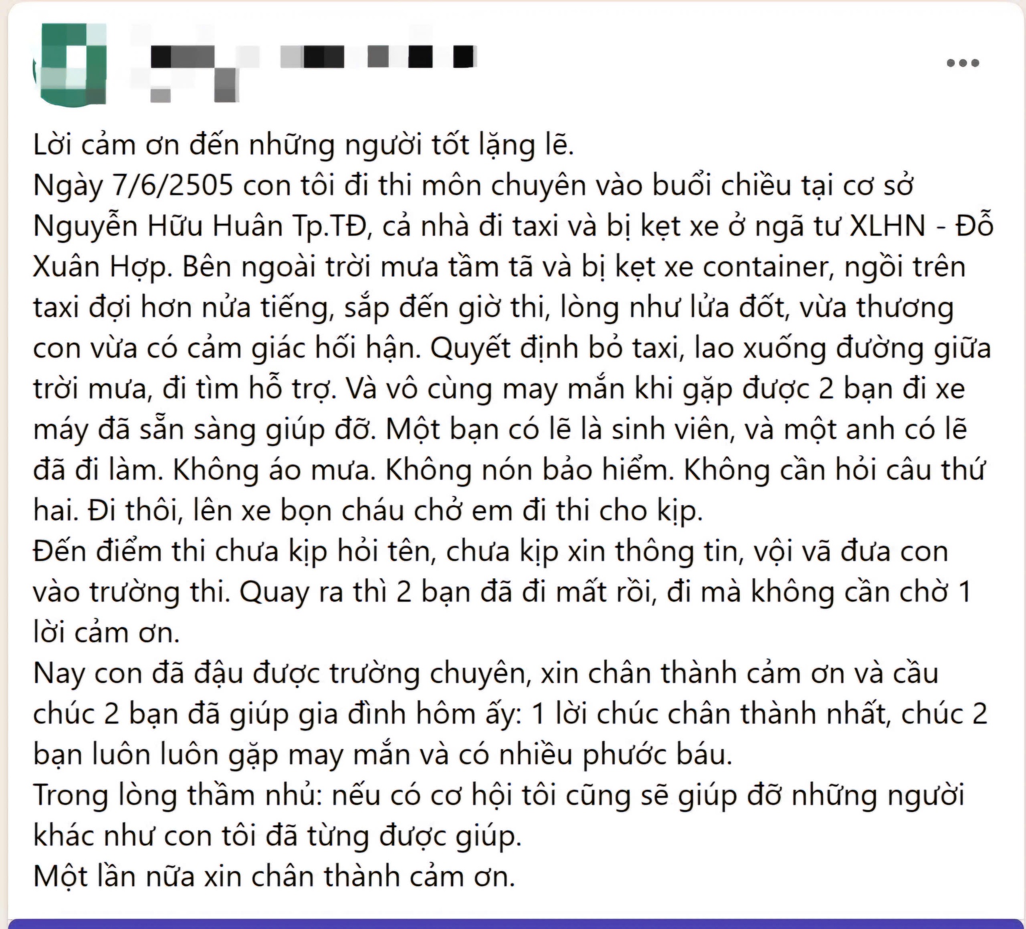 Con gái đậu trường chuyên lớp 10, người cha viết thư cảm ơn 2 ân nhân- Ảnh 1.