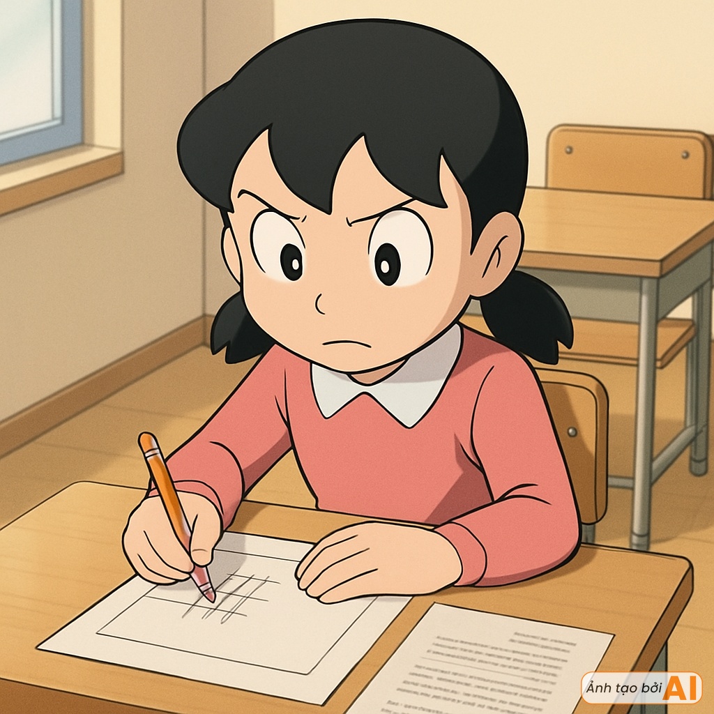 Nhóm bạn Nobita thất thần trước đề Toán thi tốt nghiệp THPT 2025, riêng Doraemon khóc ròng vì lý do khác- Ảnh 2.