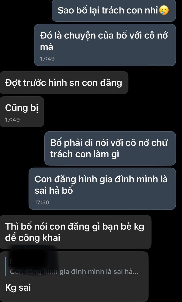 "Con đăng hình gia đình mình là sai hả bố?": Con gái nghẹn ngào vì bị "tiểu tam" ghen ngược, bố trách móc- Ảnh 2.