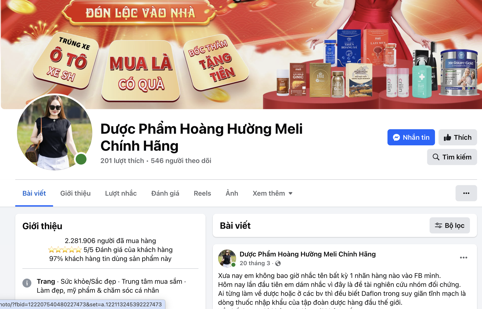 Đề nghị xử lý fanpage “Dược phẩm Hoàng Hường Meli chính hãng”- Ảnh 1.