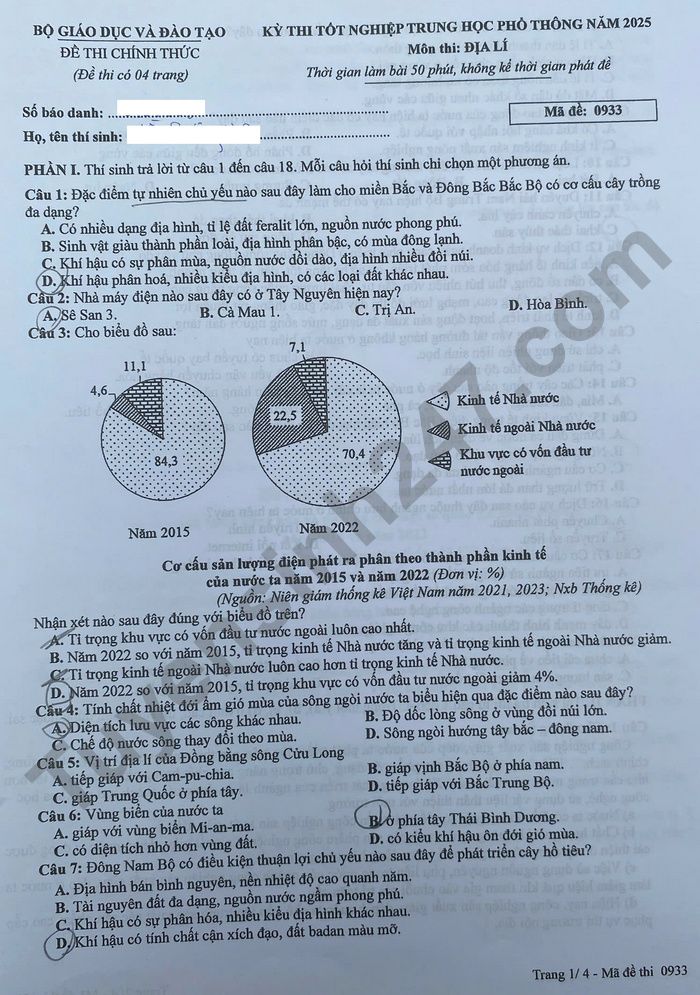 CẬP NHẬT: Đề các môn tự chọn thi tốt nghiệp THPT 2025 (Tất cả 9 môn)- Ảnh 21.