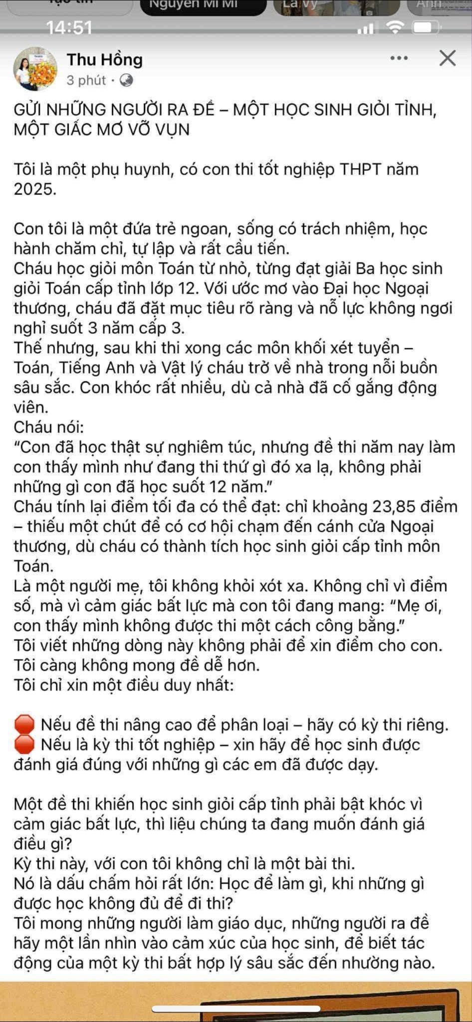 Tâm thư người mẹ hậu thi tốt nghiệp THPT: Một học sinh giỏi tỉnh phải bật khóc vì cảm giác bất lực, một giấc mơ vỡ vụn- Ảnh 1.