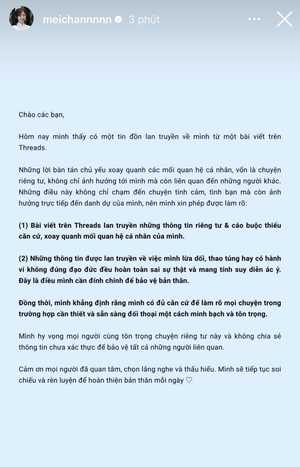Meichan lên tiếng về tin đồn tình cảm, khẳng định sẵn sàng đối chất- Ảnh 3.
