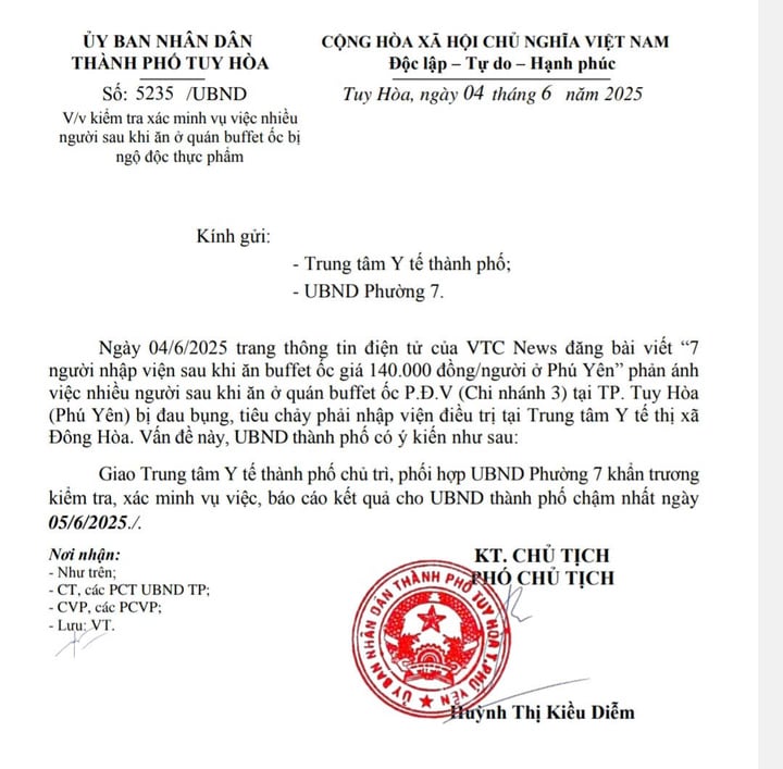 7 người nhập viện sau khi ăn buffet ở Phú Yên: Cơ quan chức năng vào cuộc- Ảnh 1.