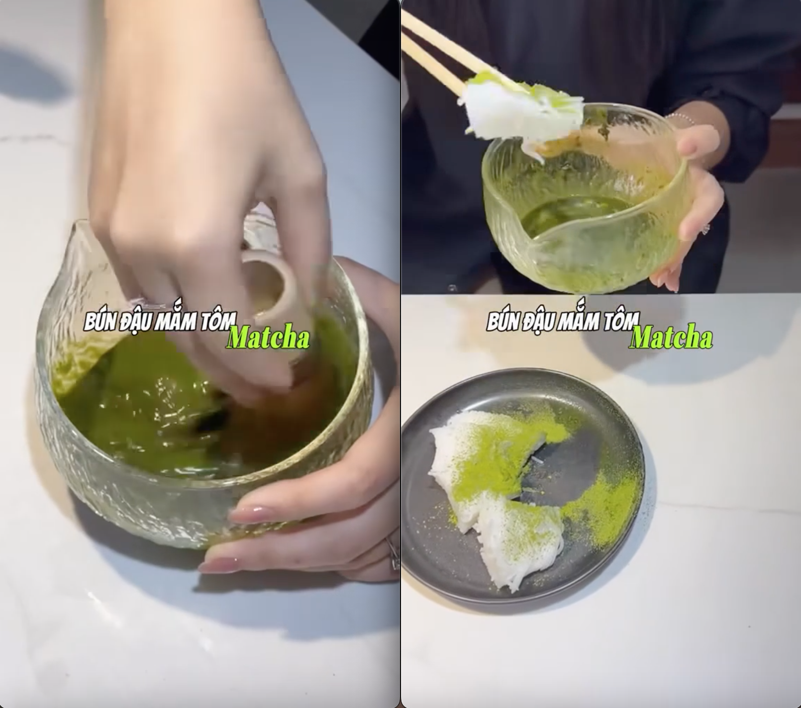Video pha mắm tôm pha với matcha để ăn bún đậu lan truyền: Dân mạng phẫn nộ vì 