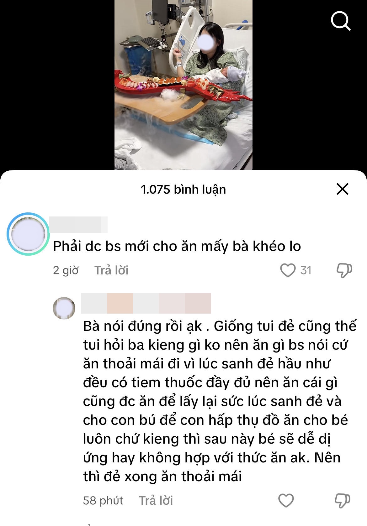 Sản phụ gây tranh cãi dữ dội vì vừa sinh xong đã mukbang sushi ngay trên giường bệnh, ôm con ngồi ăn giữa làn khói mịt mù- Ảnh 8.