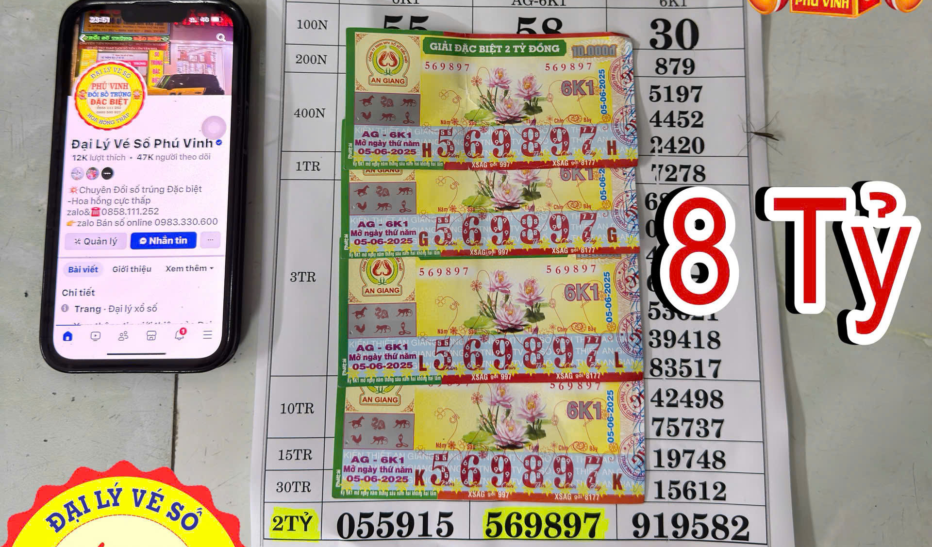 Mua v&eacute; số dạo khi đi chợ, người đ&agrave;n &ocirc;ng tr&uacute;ng 4 tờ độc đắc- Ảnh 1.