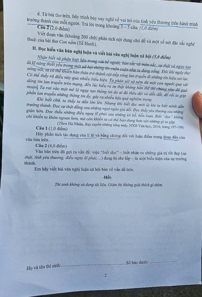 Đề thi m&ocirc;n Ngữ Văn v&agrave;o lớp 10 2025 TP.HCM- Ảnh 2.
