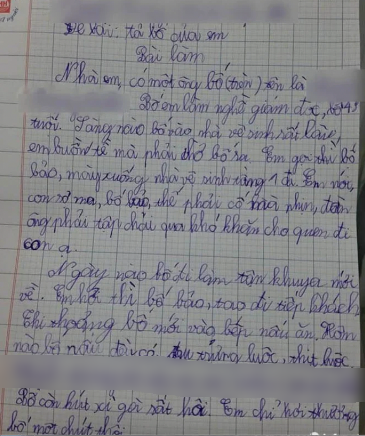 Bài văn kể chuyện nhờ bố Giám đốc dắt đi... vệ sinh của học sinh tiểu học khiến ai nấy cười lăn- Ảnh 1.