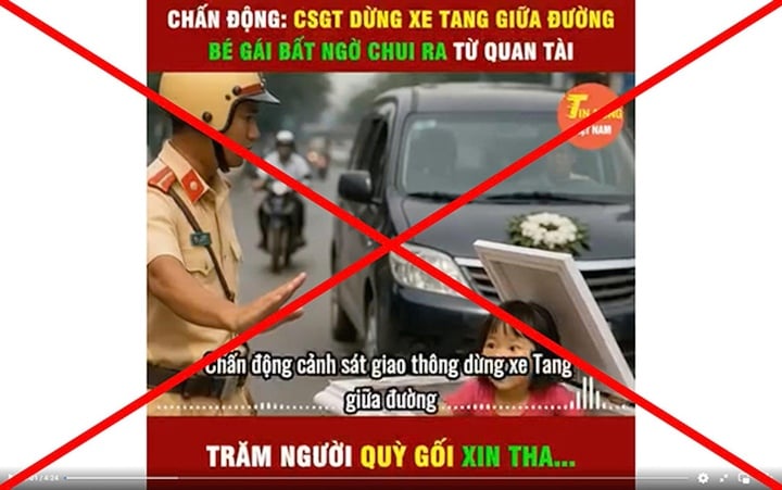 "CSGT dừng xe tang giữa đường, bé gái bất ngờ chui ra từ quan tài" là tin giả- Ảnh 1.
