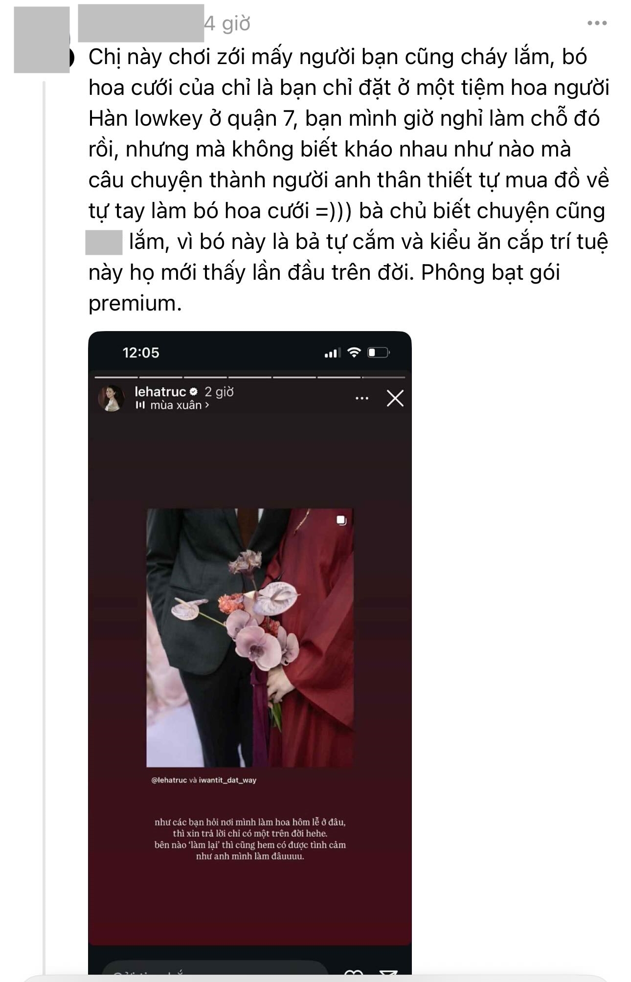 Bạn thân Lê Hà Trúc lên tiếng làm rõ vụ "bó hoa cưới phông bạt"- Ảnh 1.