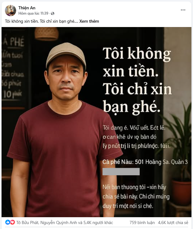 "Tôi không xin tiền. Tôi chỉ xin bạn ghé": Chủ quán cafe ở TP.HCM đón nhận điều bất ngờ khi bài than bán ế quá viral- Ảnh 1.