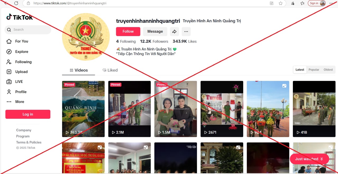 Sự thật trang Tiktok "Truyền hình An ninh Quảng Trị"- Ảnh 1.