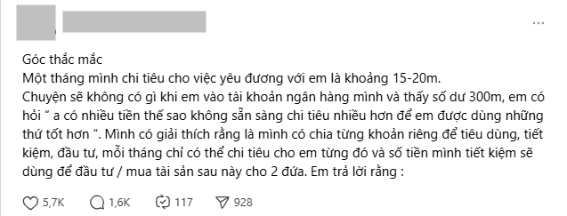 Lệch pha tài chính khó hạnh phúc: Chi 20 triệu/ tháng vẫn bị chê 
