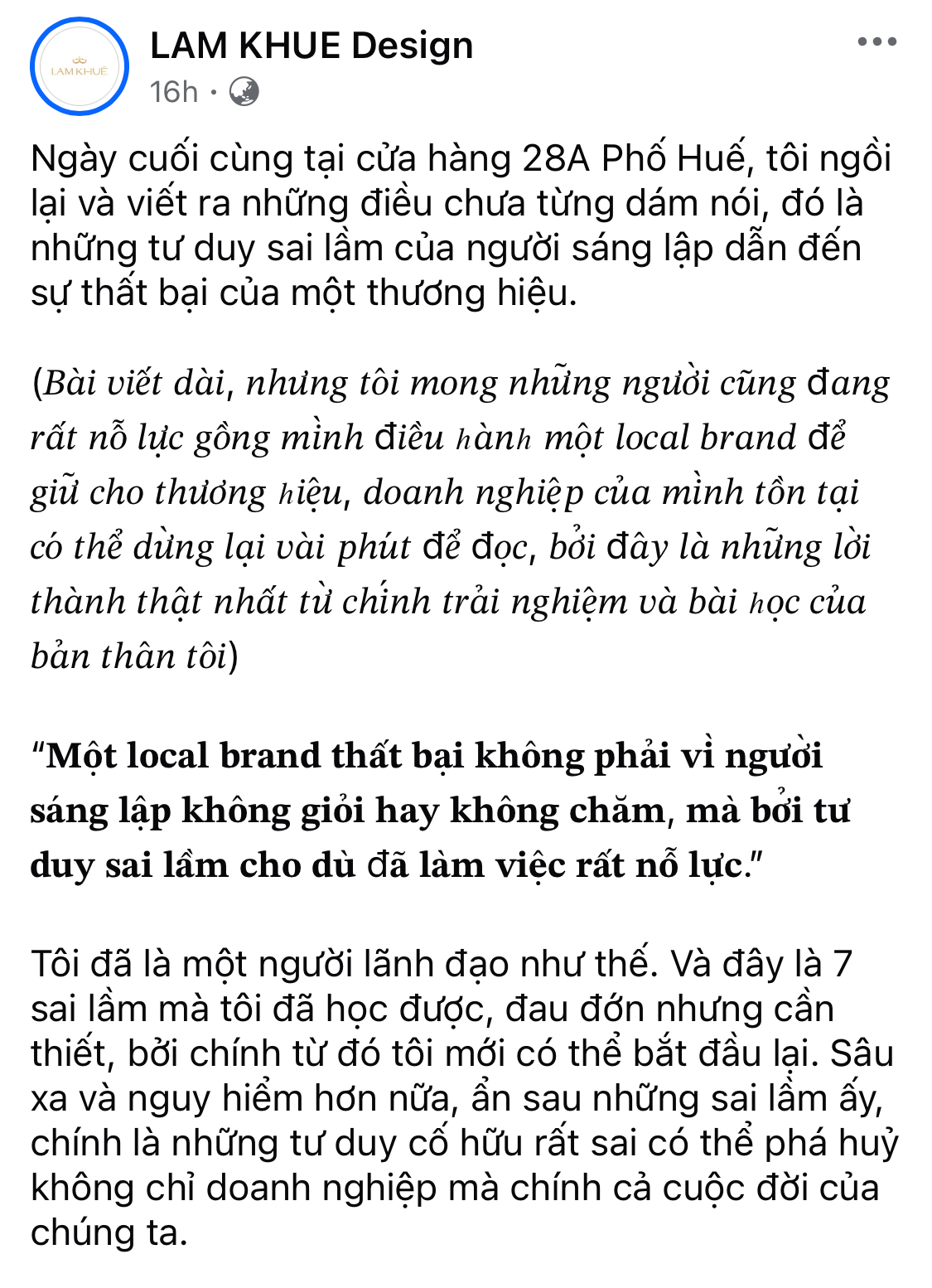 Chủ local brand Việt nổi tiếng nhận ra 7 sai lầm đau đớn khi phải đóng cửa: Đừng đổ lỗi cho thị trường!- Ảnh 2.