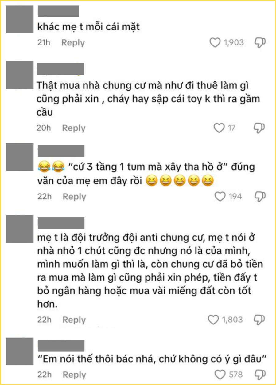 Trung bình các mẹ Việt Nam: “Có 8 tỷ thì về quê mua đất, xây nhà 3 tầng 1 tum tha hồ ở, tội gì chui vào chung cư"- Ảnh 3.