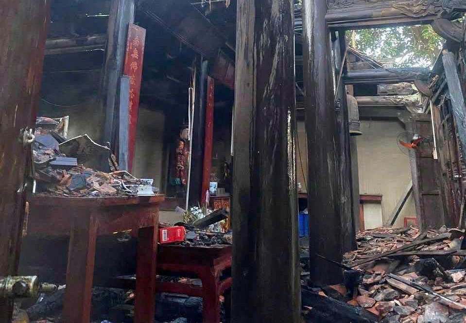Hưng Yên: Cháy lớn ở di tích quốc gia chùa Báo Quốc- Ảnh 1.