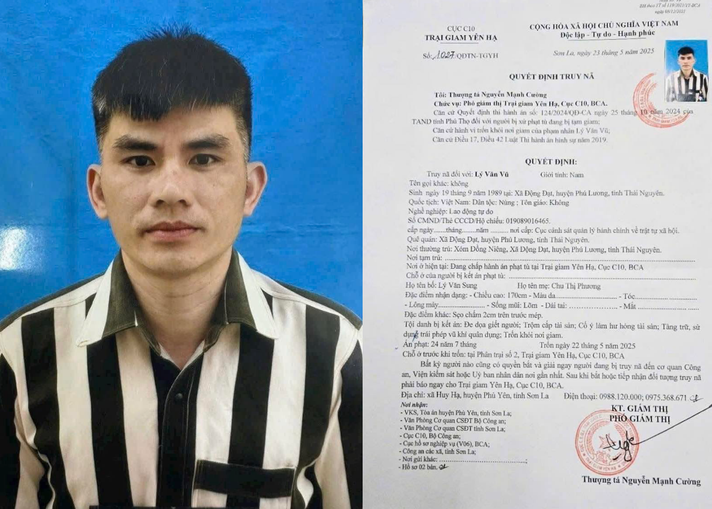 Nóng: Truy nã phạm nhân Lý Văn Vũ- Ảnh 1.