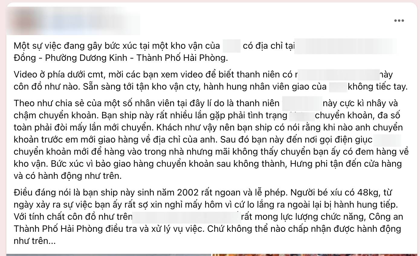 Vụ nam shipper bị hành hung 
