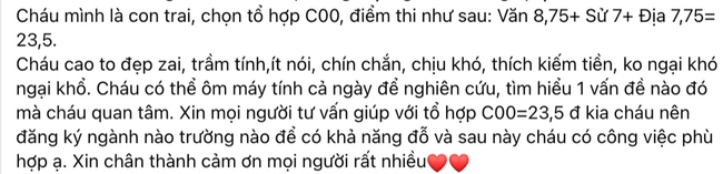 Xin tư vấn chọn ngành cho con "cao to, đẹp trai", bà mẹ Hà Nội khiến ai nấy phì cười: Chị đưa tiêu chí này là có ý gì?- Ảnh 1.