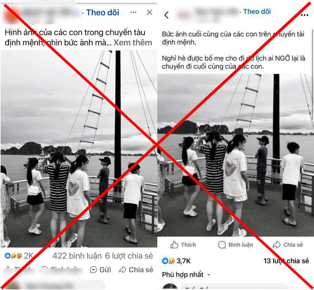 Phẫn nộ vì bức ảnh du lịch năm 2024 của các em nhỏ bị xuyên tạc thành “khoảnh khắc cuối cùng” trước vụ lật tàu ở Hạ Long- Ảnh 1.