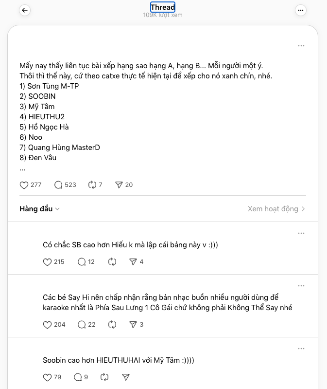 Xếp hạng sao hạng A dựa trên cát-xê: SOOBIN vượt Mỹ Tâm - HIEUTHUHAI, ai đủ trình top 1?- Ảnh 1.