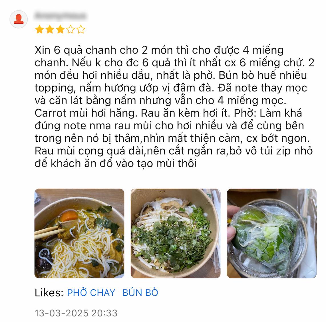 Yêu cầu 6 quả chanh khi gọi 1 bát bún và 1 bát phở: Bị từ chối, khách lập tức đánh giá quán 3 sao- Ảnh 1.
