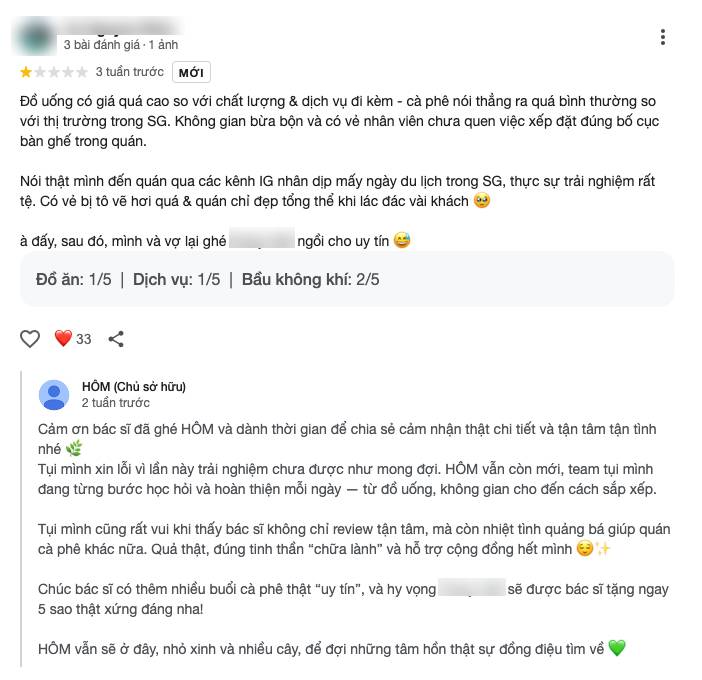 Quán cà phê của Dino Vũ bất ngờ vướng drama về thái độ 