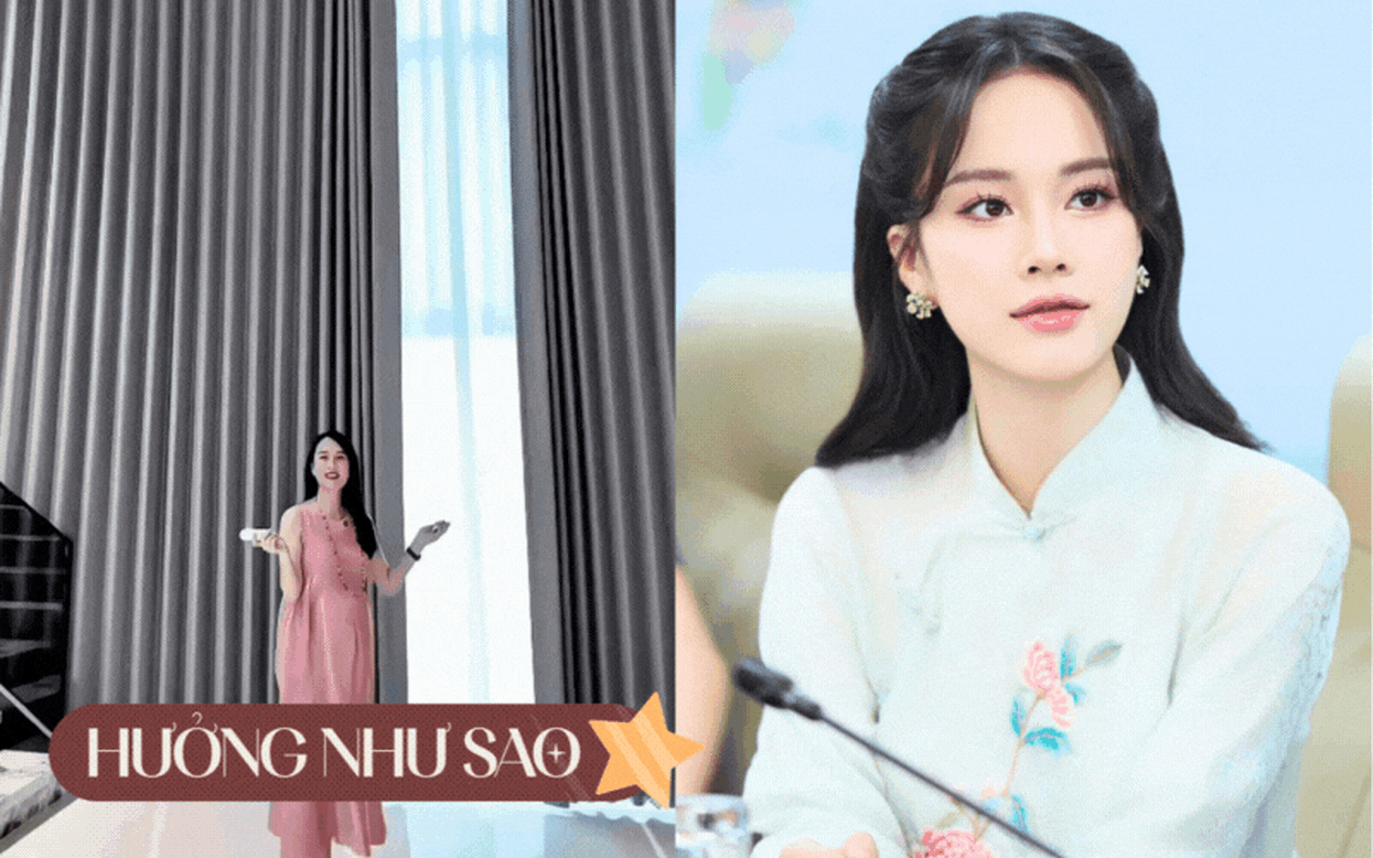 Hết đệm ngủ 213 triệu, MC Ngô Mai Phương lại gây trầm trồ với bộ rèm thông tầng "đẹp tới từng tiểu tiết"- Ảnh 1.