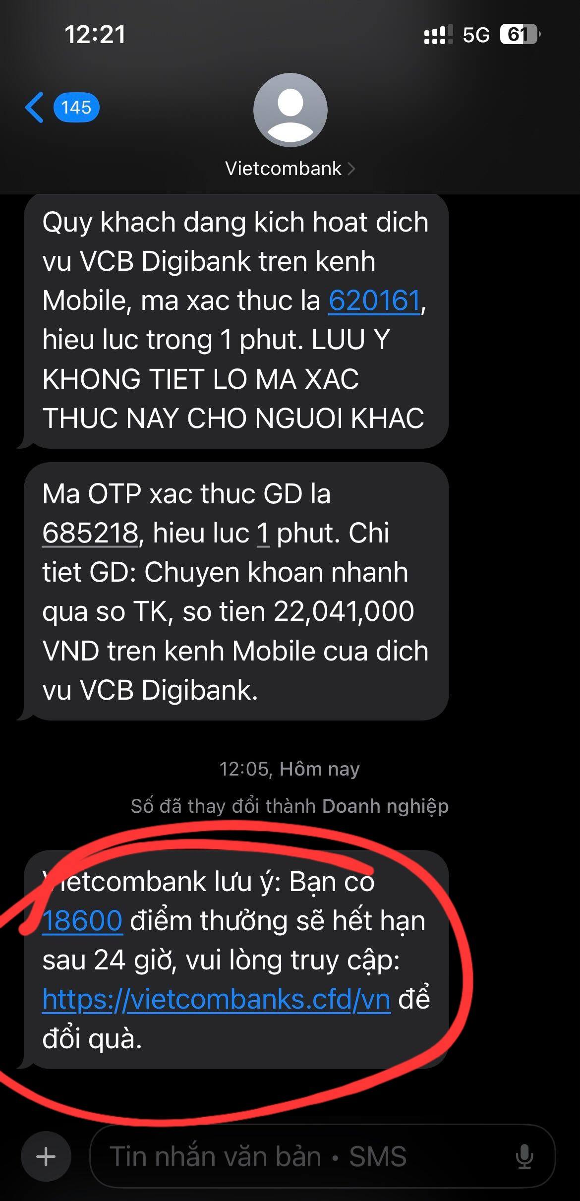 Nhận được tin nhắn này, tài khoản có thể mất tiền nếu không để ý- Ảnh 1.