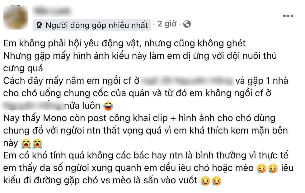 Xôn xao quán cà phê nổi tiếng ở Hà Nội bị tố cho thú cưng dùng chung dụng cụ với khách, phía quán nói gì?- Ảnh 1.