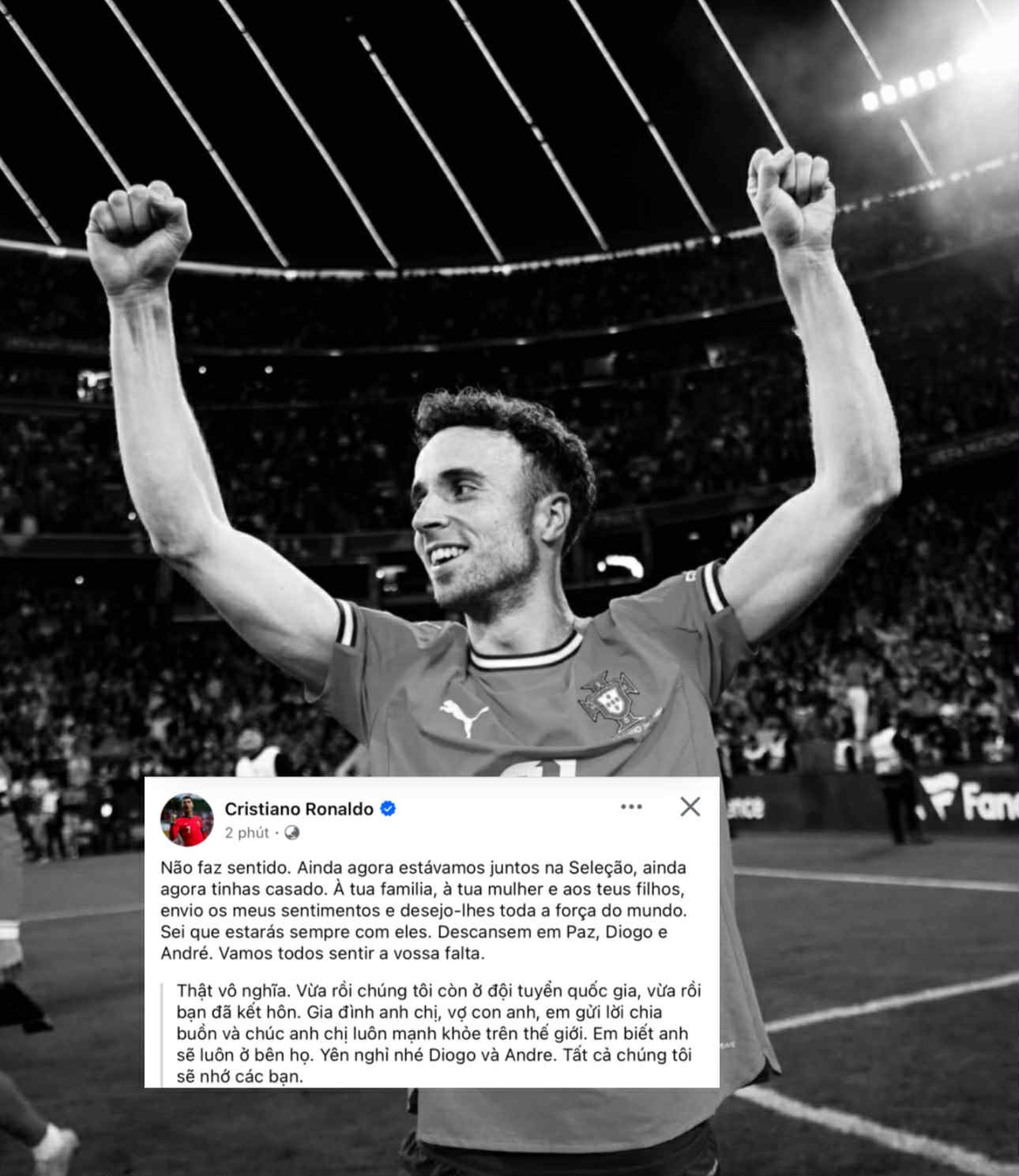 Ronaldo đau buồn trước sự ra đi của Diogo Jota: Mới ngày nào chúng ta còn sát cánh cùng nhau…- Ảnh 1.