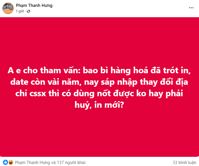 Địa chỉ thay đổi sau sáp nhập tỉnh thành, doanh nghiệp có được tiếp tục sử dụng bao bì cũ?- Ảnh 1.