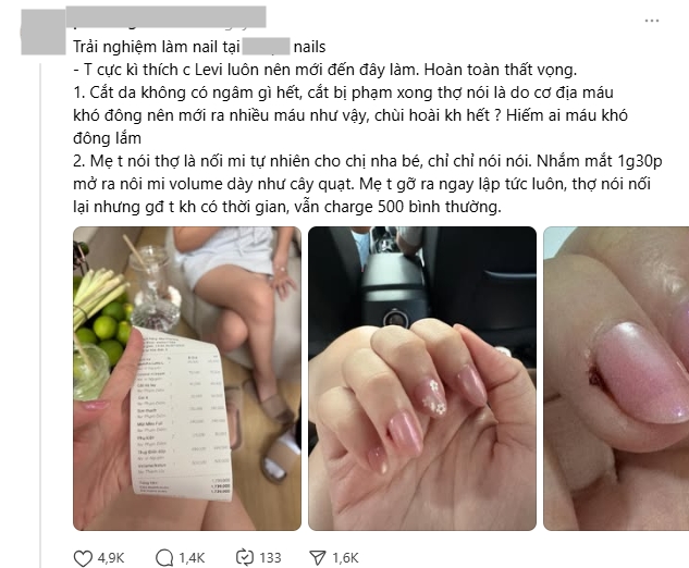 Tiệm nail của TikToker nổi tiếng bị 