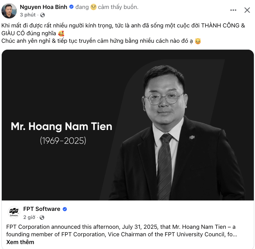 Ai cũng bàng hoàng, rất nhiều sếp lớn, nghệ sĩ, người hâm mộ tiếc thương ông Hoàng Nam Tiến: “Hẹn anh ở 1 kiếp khác…”- Ảnh 7.