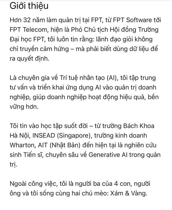Sếp Hoàng Nam Tiến giới thiệu về mình bằng 4 câu trên LinkedIn và ông đã sống đúng như vậy cho đến giây phút cuối cùng- Ảnh 1.