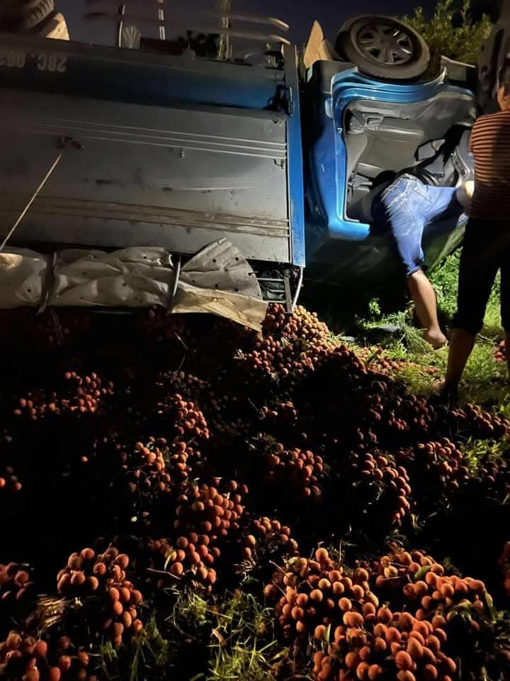 Vụ xe vải lật bị người dân "hôi của": Chủ xe nói "các bác ơi đây là vải của cháu" nhưng không ai quan tâm- Ảnh 2.