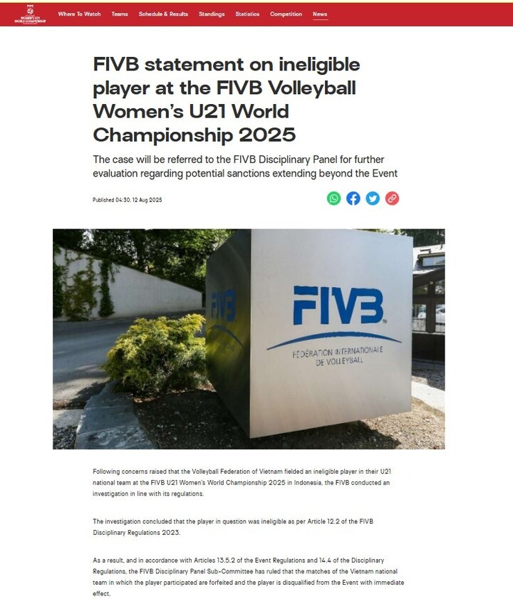 Tuyển U21 b&oacute;ng chuyền nữ Việt Nam bị kỷ luật nặng, tước v&eacute; đấu v&ograve;ng 1/8 giải thế giới- Ảnh 1.