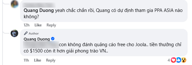 Quang Dương tiết lộ không đánh PPA Tour Asia vì tiền thưởng không bằng ở Việt Nam- Ảnh 1.