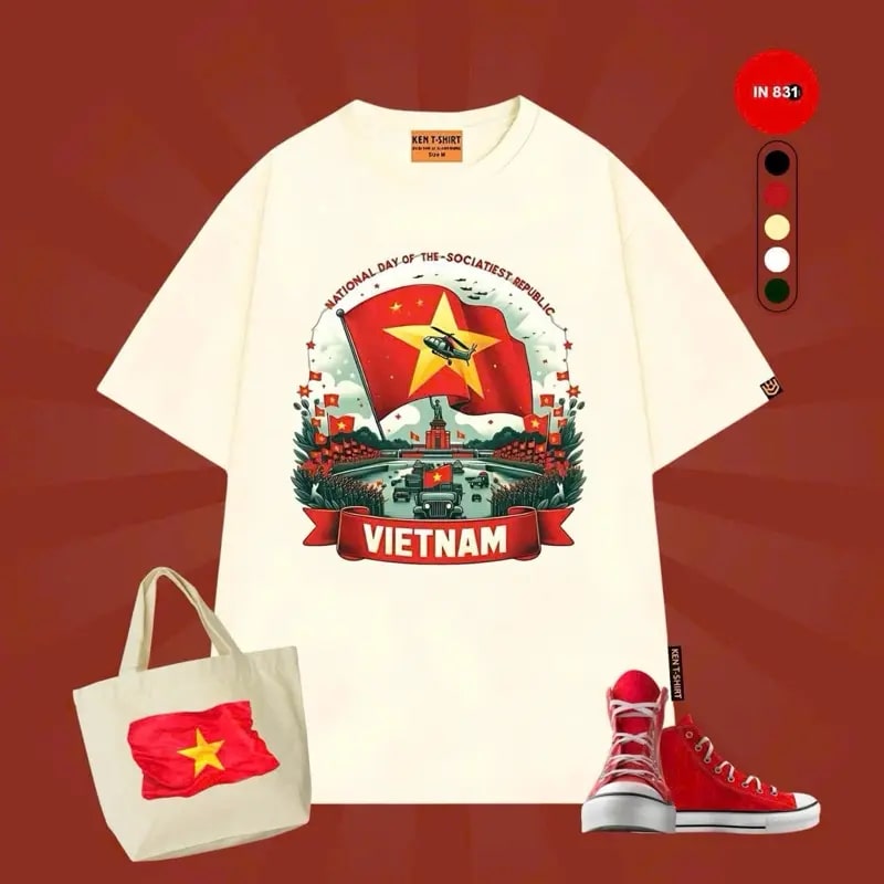 Cờ Tổ quốc, áo in hình sao vàng... 