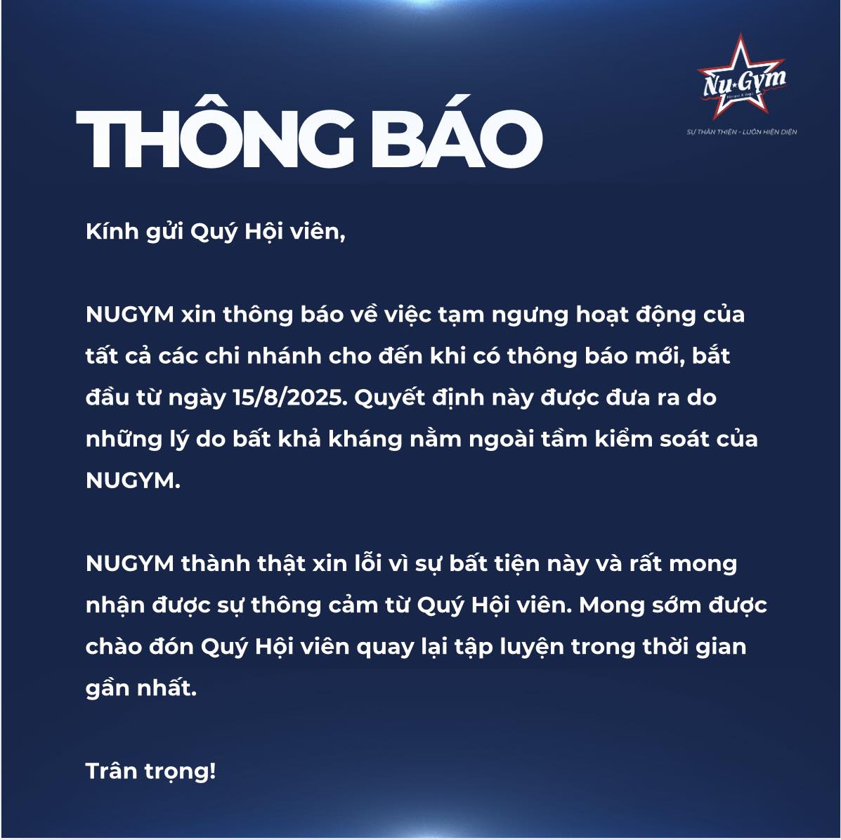 Một hệ thống gym tại TP.HCM thông báo đóng cửa, nhiều hội viên lo không được trả lại tiền- Ảnh 2.