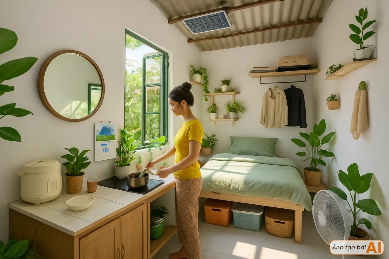 Phòng trọ sinh viên “biến hình”: Không gian nhỏ làm thế nào vẫn dư dả sống xanh?- Ảnh 4.