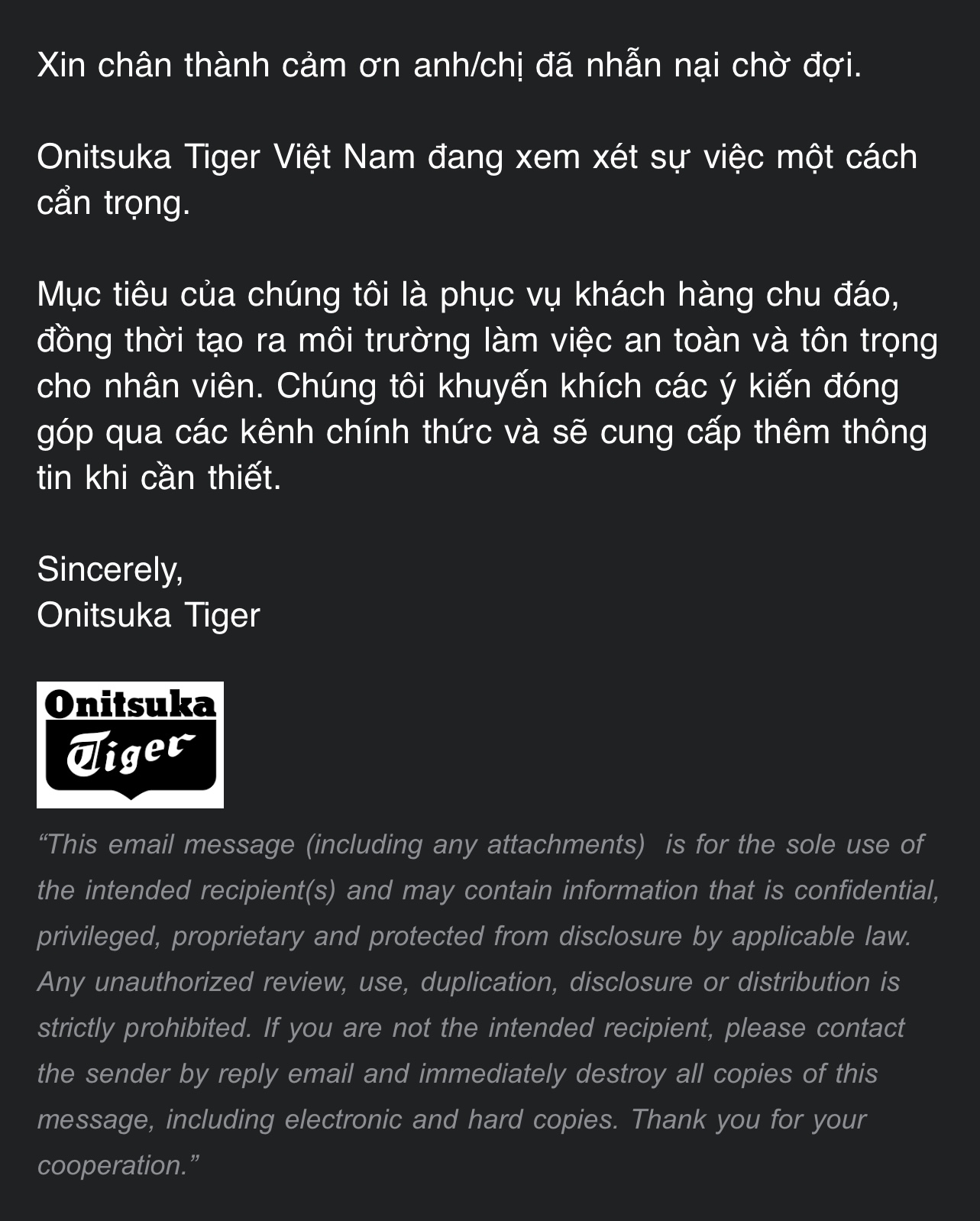 Onitsuka Tiger Việt Nam chính thức phản hồi về phốt nhân viên thái độ- Ảnh 1.