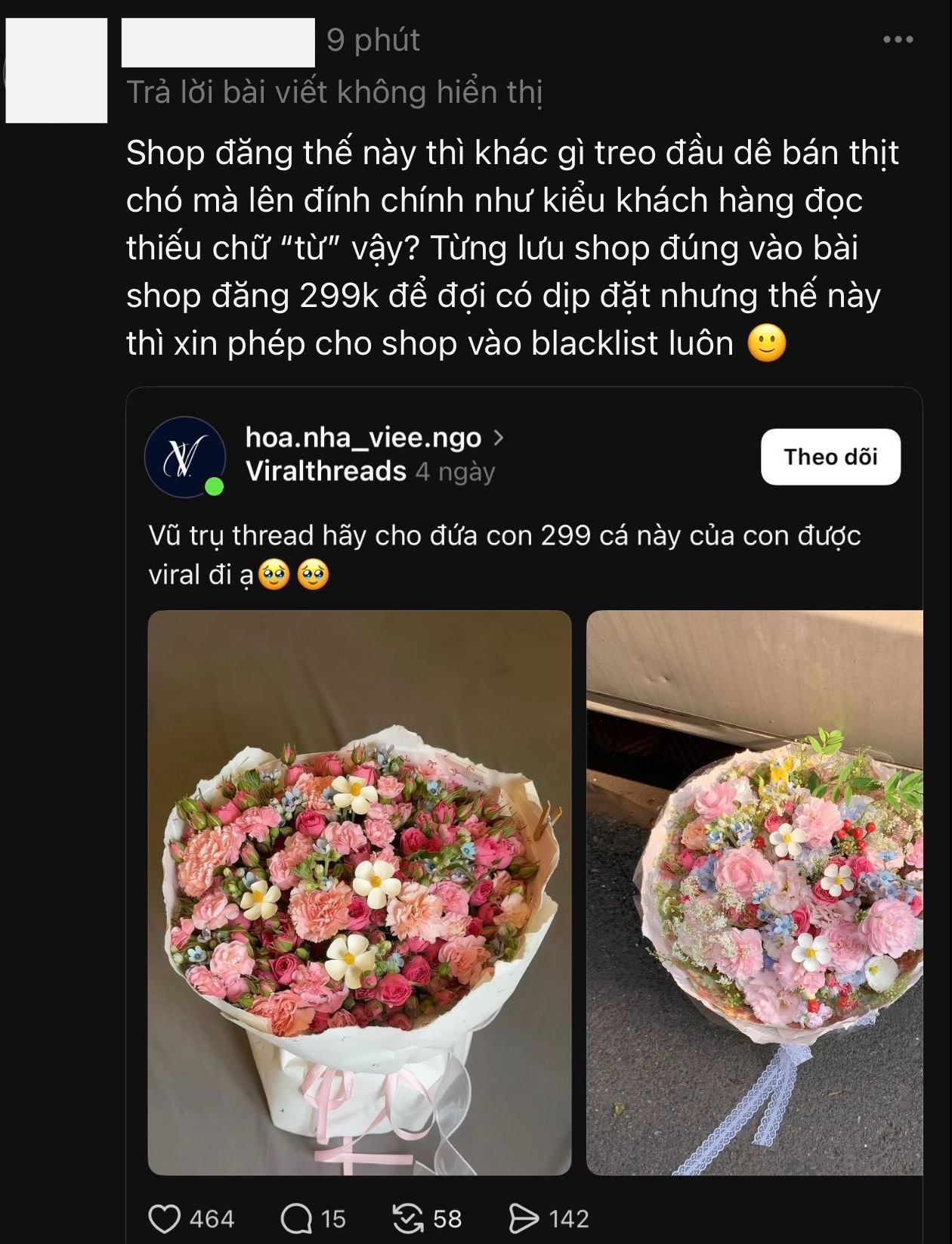 Khách ấm ức tố shop hoa tươi Hà Nội "treo đầu dê bán thịt chó", còn bị shop block vì… bóc phốt đúng quá!- Ảnh 6.