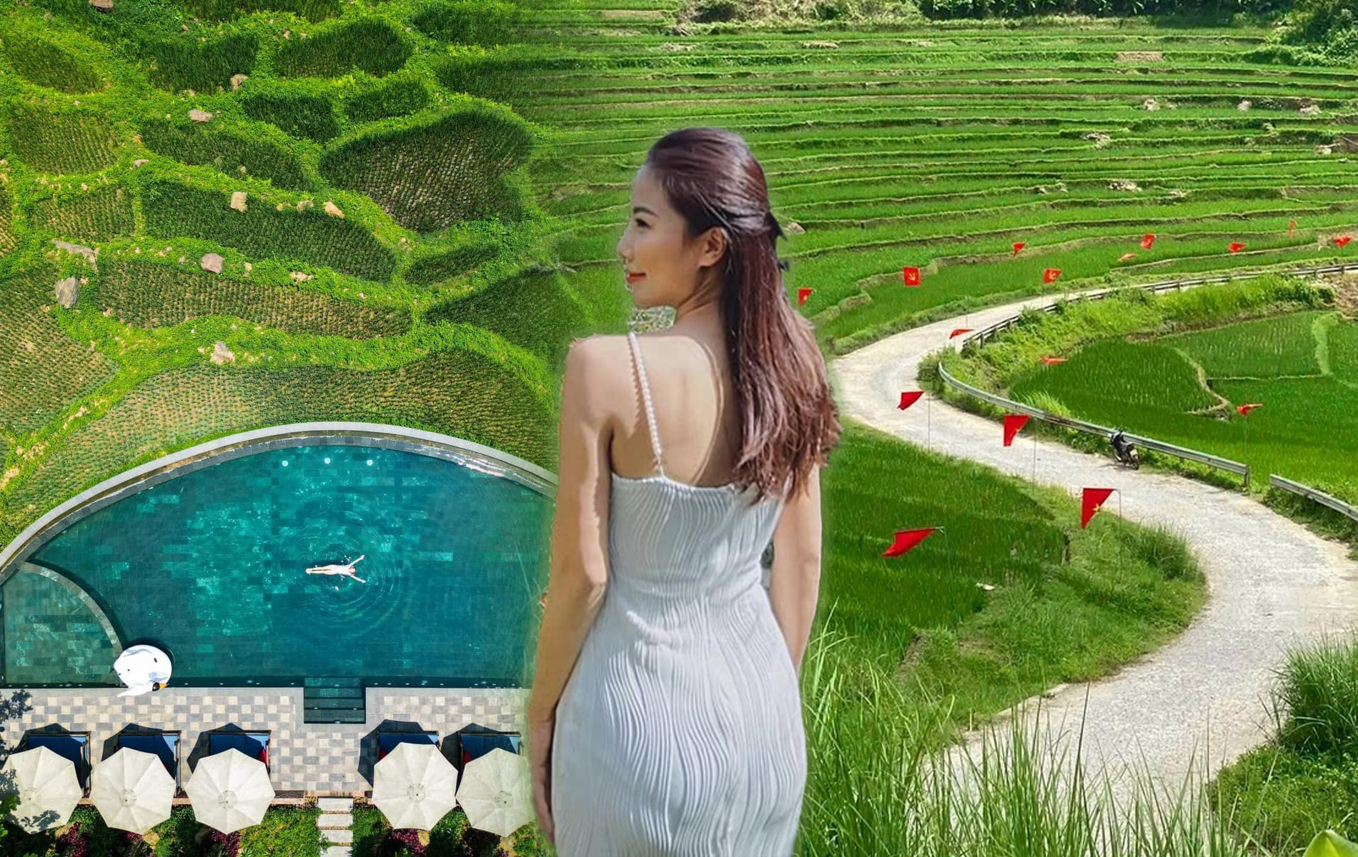 Không phải Sa Pa hay Mù Cang Chải, khung ảnh ruộng bậc thang đẹp như tranh này đang cực hot: Cung đường chữ S rực rỡ cờ đỏ sao vàng, thỏa mãn cả khách đi chill lẫn trekking khám phá- Ảnh 1.