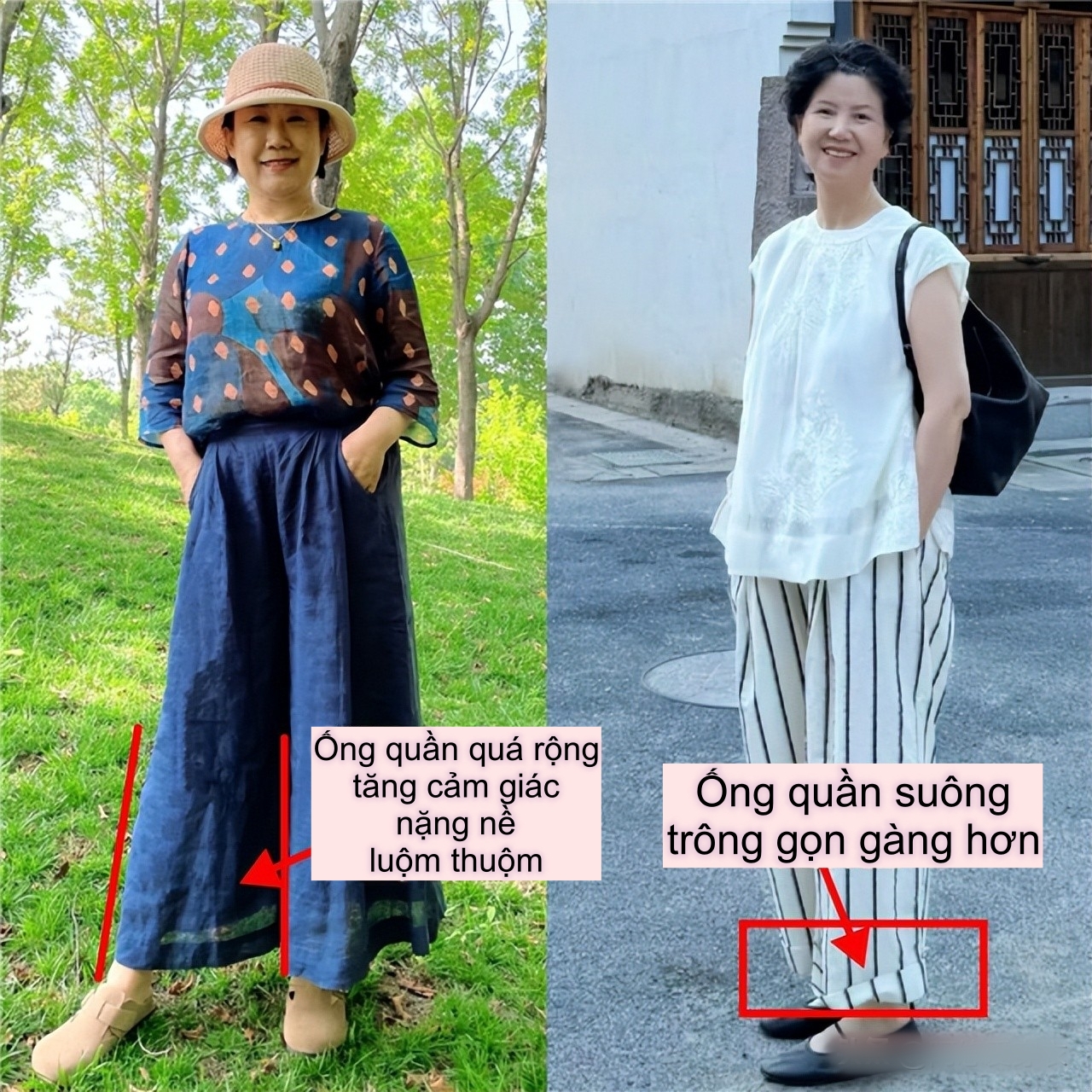 Phụ nữ tuổi 40+ có phần thân dưới đầy đặn nên tránh xa quần ống rộng và kiểu quần không đường may- Ảnh 8.
