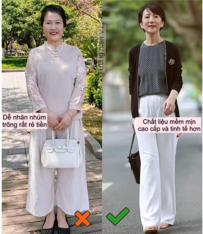 Phụ nữ tuổi 40+ có phần thân dưới đầy đặn nên tránh xa quần ống rộng và kiểu quần không đường may- Ảnh 9.