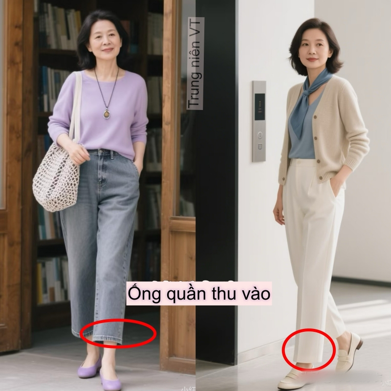 Phụ nữ tuổi 40+ có phần thân dưới đầy đặn nên tránh xa quần ống rộng và kiểu quần không đường may- Ảnh 11.