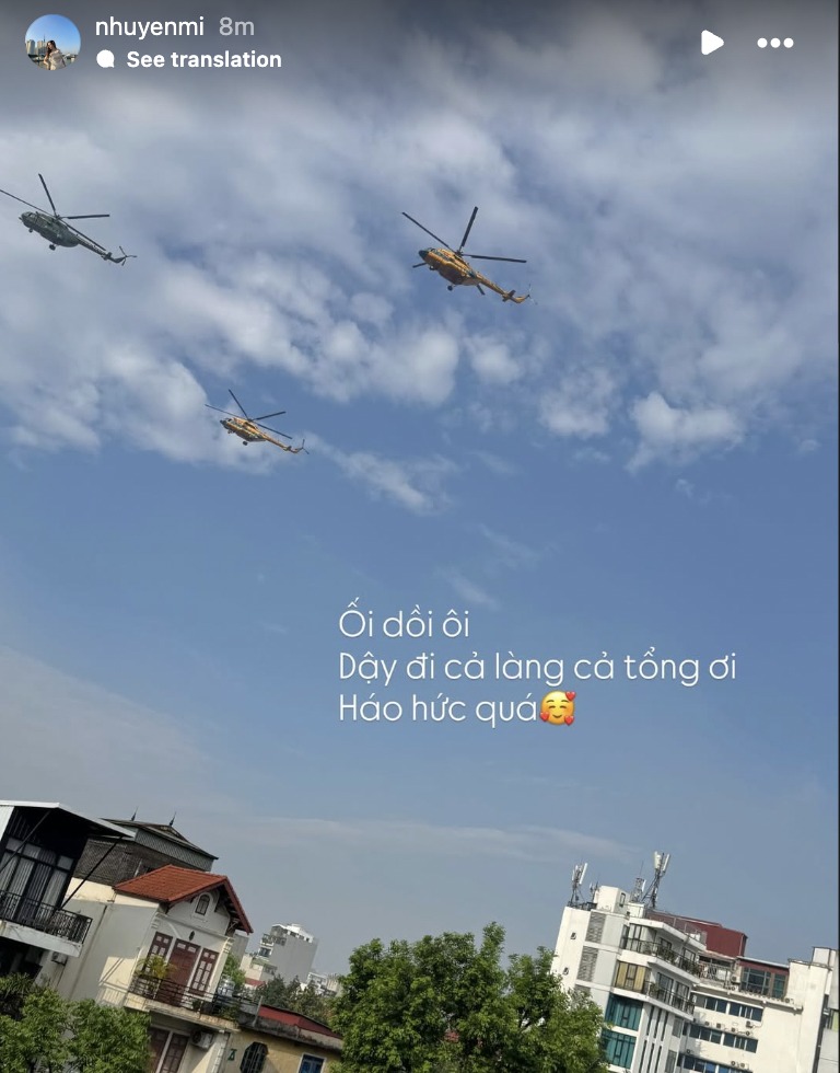 Vợ Văn Quyết háo hức khoe góc ngắm máy bay, trực thăng ngày tổng hợp luyện lần 2, tự hào quá Việt Nam ơi!- Ảnh 1.